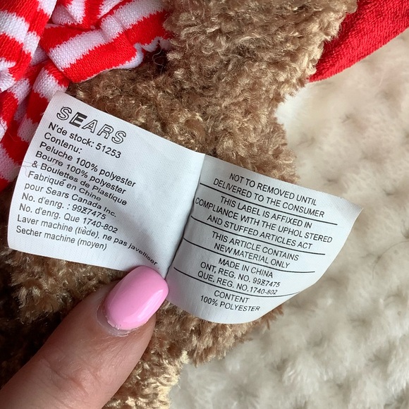 SEARS Vintage 2000 Plush Kringle Christmas Bear Red Hat Scarf Stuffed Animal Toy - Picture 6 of 16